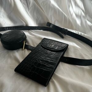 Black alligator leather Cuyana Belt Bag